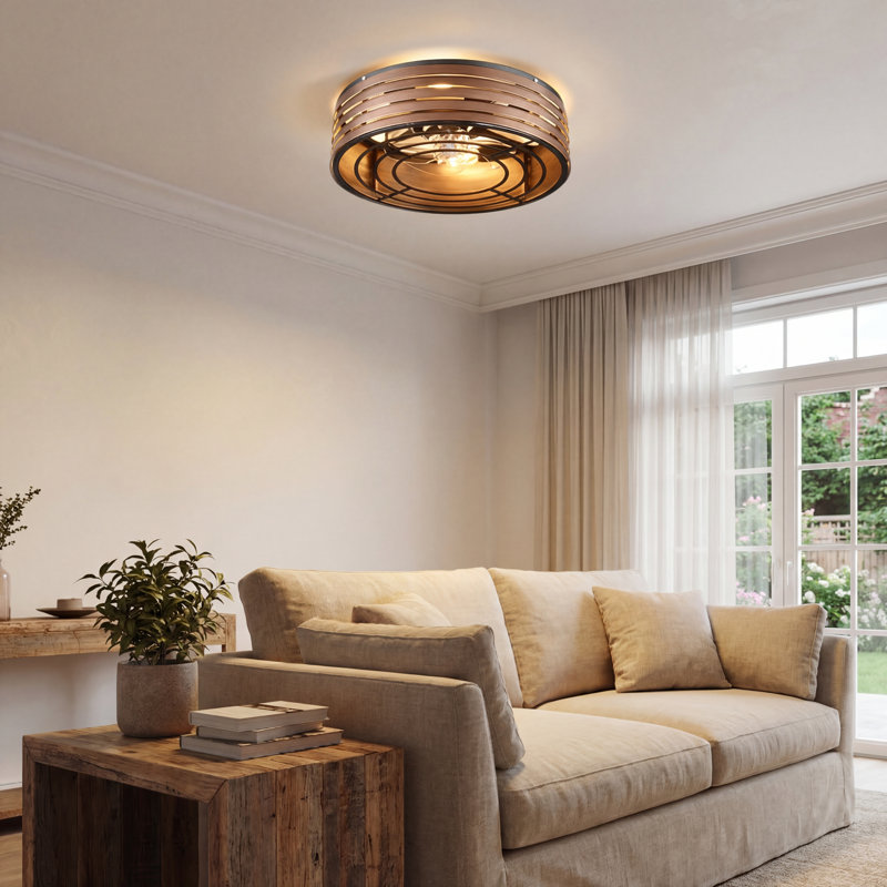Ventilateur de plafond encastré 20 pouces Modern Farmhouse, Noir noyer