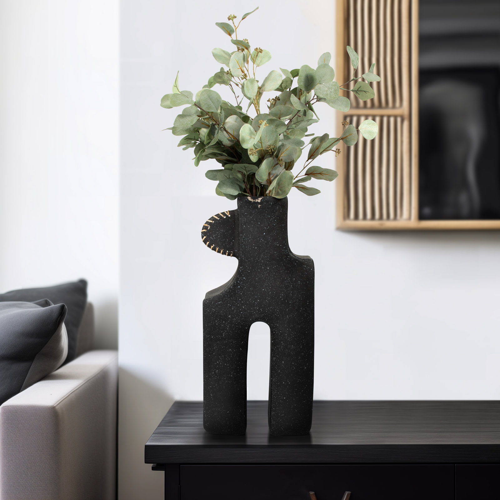 Wisner Table Vase, 21" H x 10" W x 6" D, Black