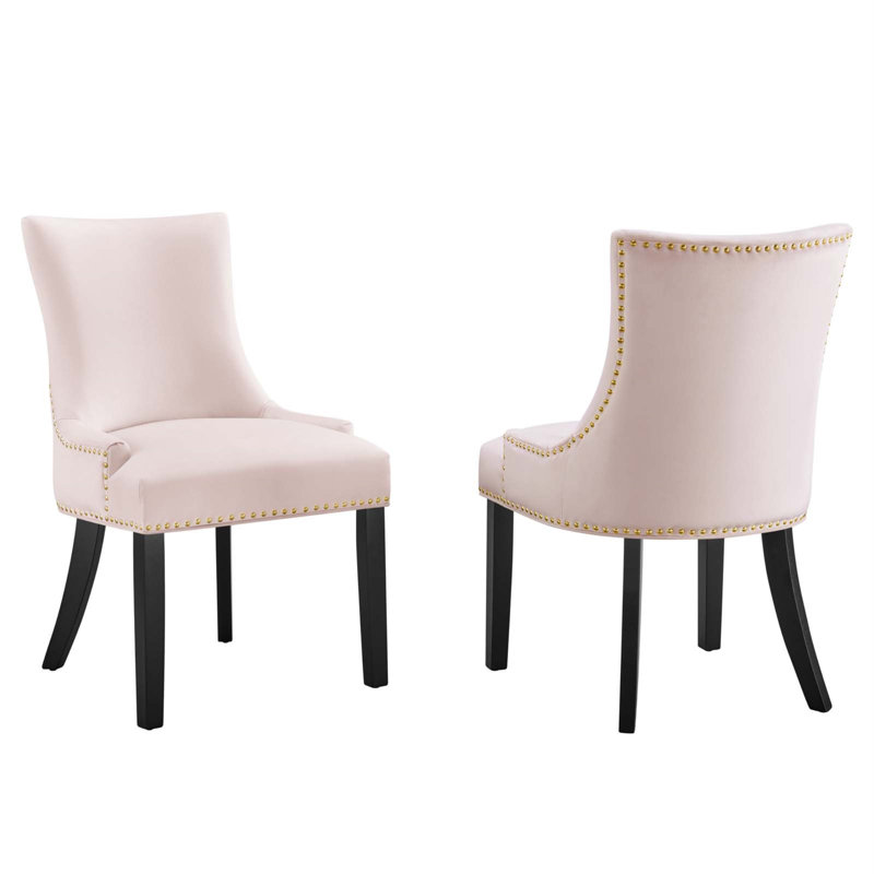 Chaises de salle à manger en velours Marquis Performance - ensemble de 2 par Modway, Rose