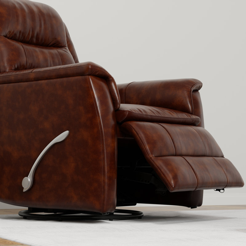 Fauteuil inclinable et pivotant avec repose-pieds manuel, Brown Faux Leather