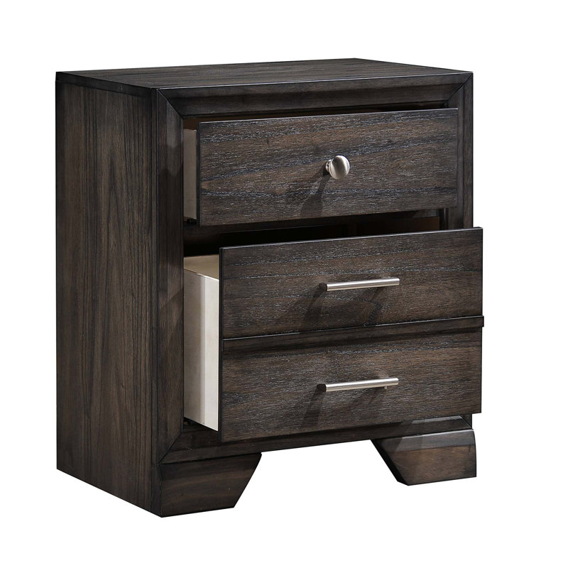 Table de bout de table de bout avec 1 tiroir et 3 tiroirs de rangement de style contemporain en bois massif