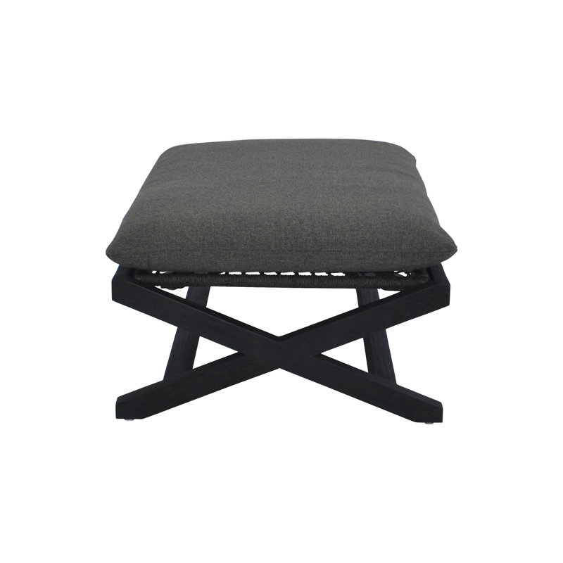 Stinson Outdoor Teak Ottoman, Gray, Black