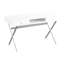 Bureau contemporain pour petit espace de travail - 122 cm (48 po) - Blanc lustré - Piètement en métal - 2 tiroirs et étagère ouverte - Installation et rangement pour ordinateur