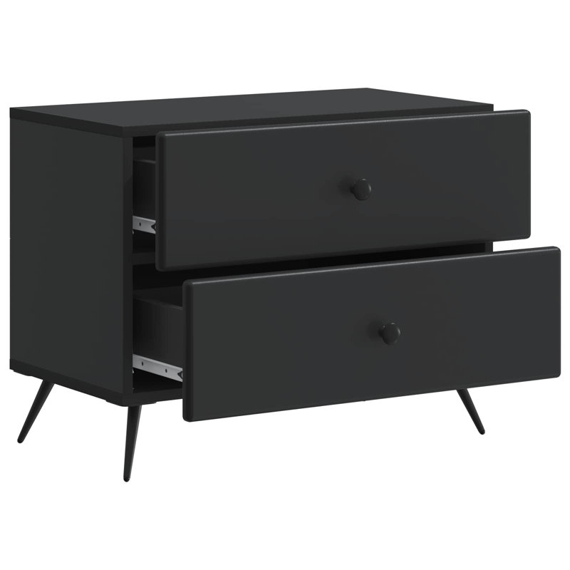62cm W Manufactured Wood Bedside Table, Black