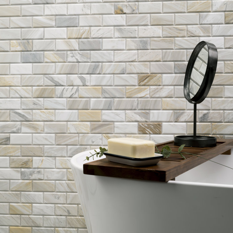Selene Oro Subway 12 in. x 12 in. Honed Marble Mosaic Floor and Wall Tile