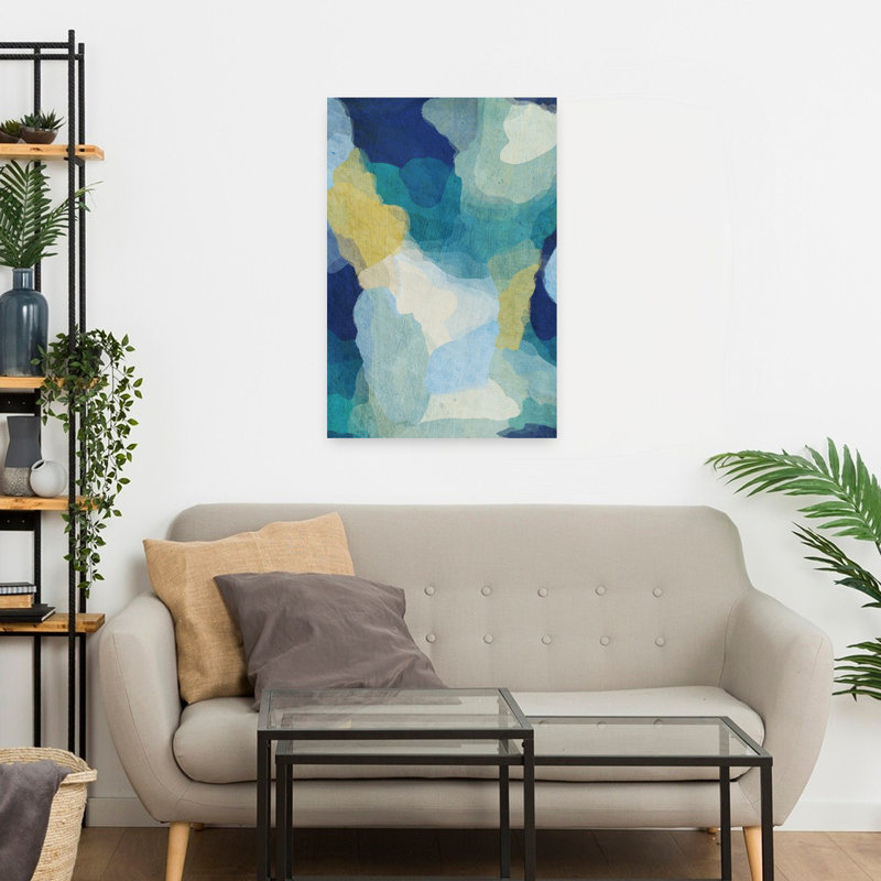 Océan 1 abstrait contemporain, art mural côtier élégant, 60" H x 40" W