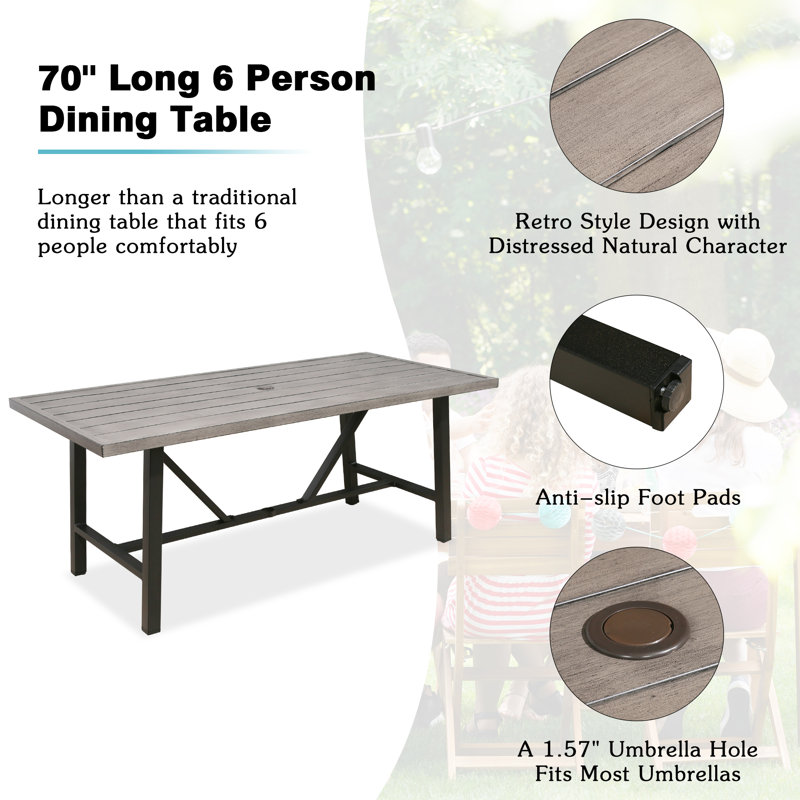 Rectangular Patio Dining Table, 70"L 