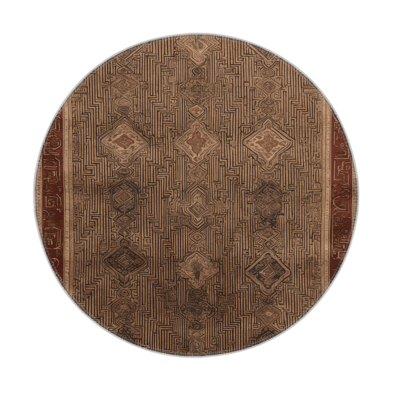 ArtDeco Brown Indoor and Outdoor Area Rug, Round 5'