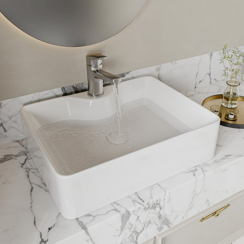Denbigh 480mm x 370mm White Rectangular Vitreous China Countertop Basin Bathroom Sink with Tap Hole (Basin Only)