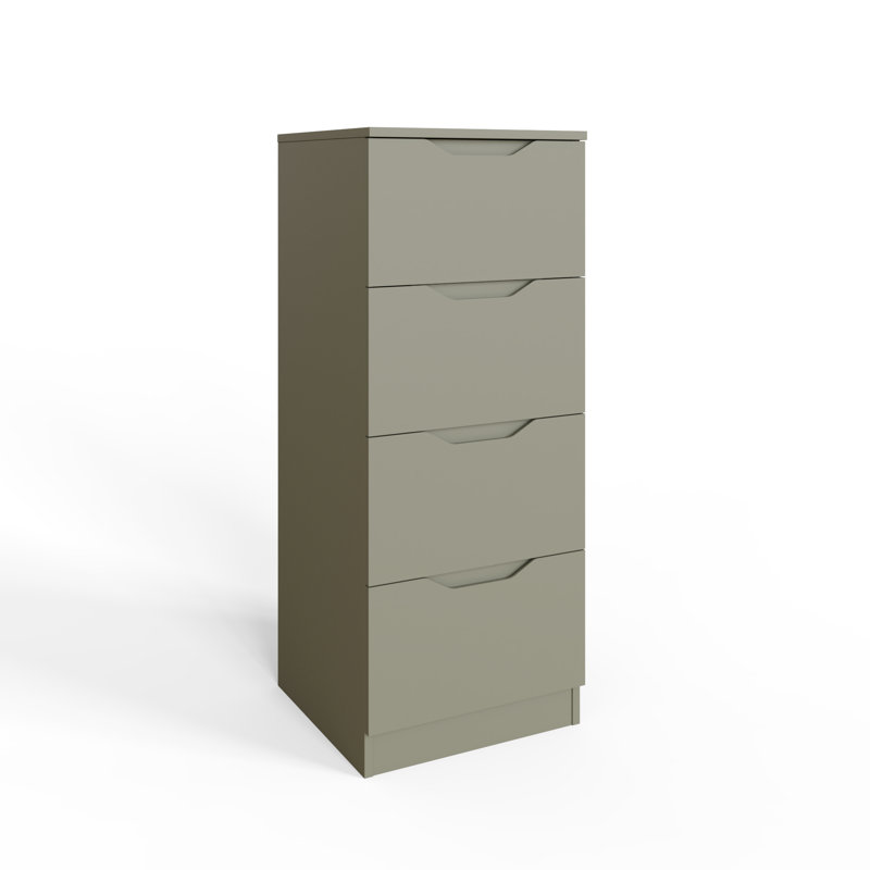 Groove Handle Slim 4 Drawer Chest, Green