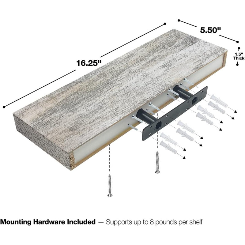 Swanfield Sorbus 16" Long Floating Shelves with Invisible Mounting Set of 2, White