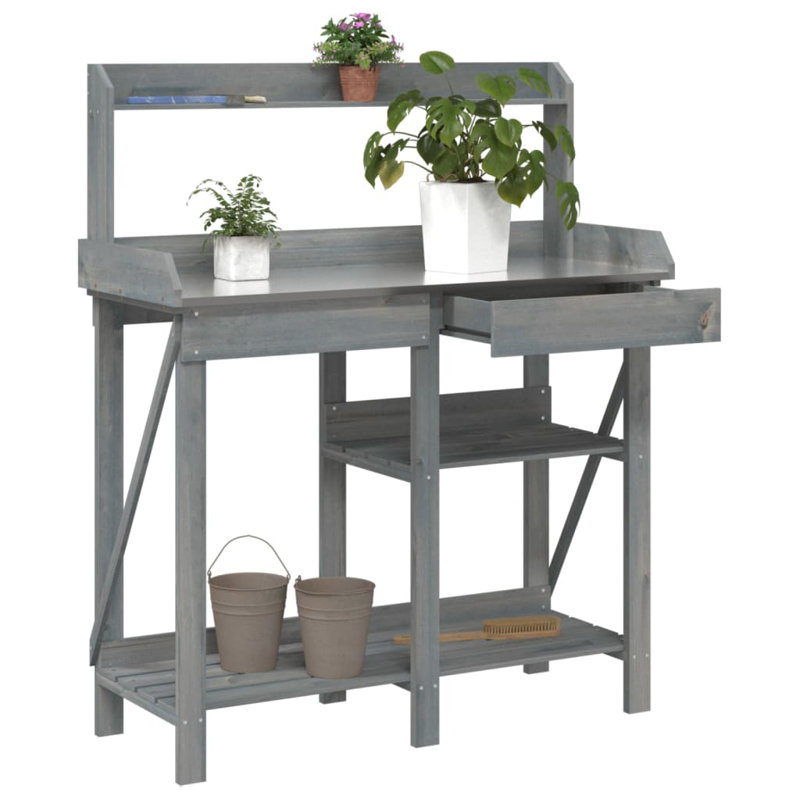 Anoki Wood Potting Bench, in Grey
