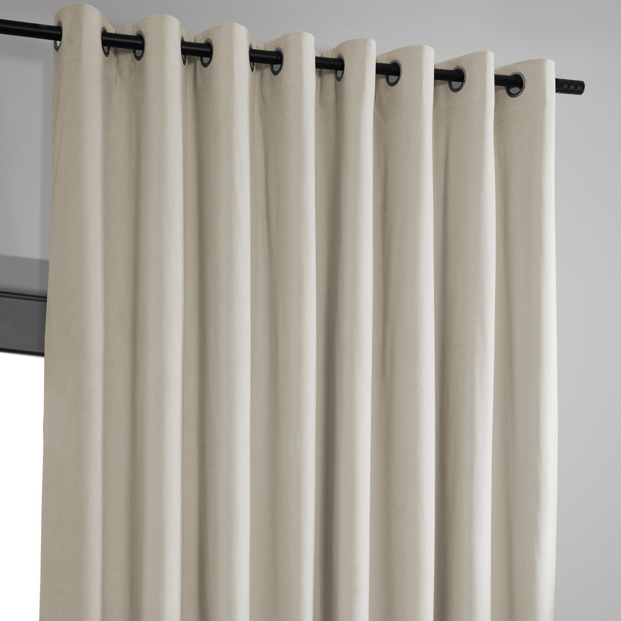 Indianapolis Extra Wide Signature Velvet Curtains for Bedroom Blackout Curtains Living Room Window Single Panel, Off White