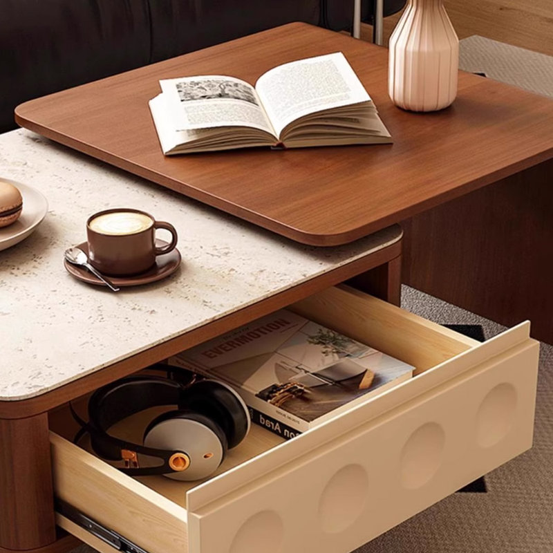 Table basse rétractable en noyer