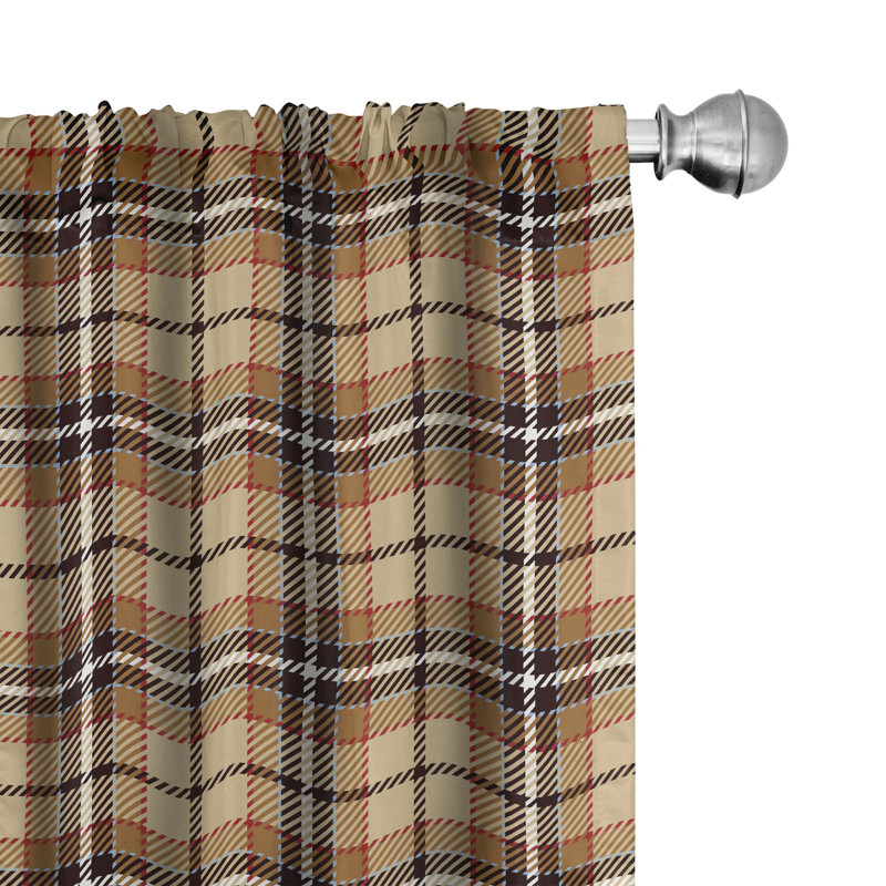 Plaid Semi-Sheer Rod Pocket Curtain Panels, 28" x 63"