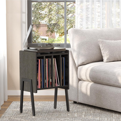 Support pour tourne-disque, table de rangement pour disques, table de bout avec support de présentation en vinyle