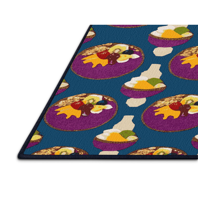  Tapis lavable lavable à bols d'açai, Carré 4 pi