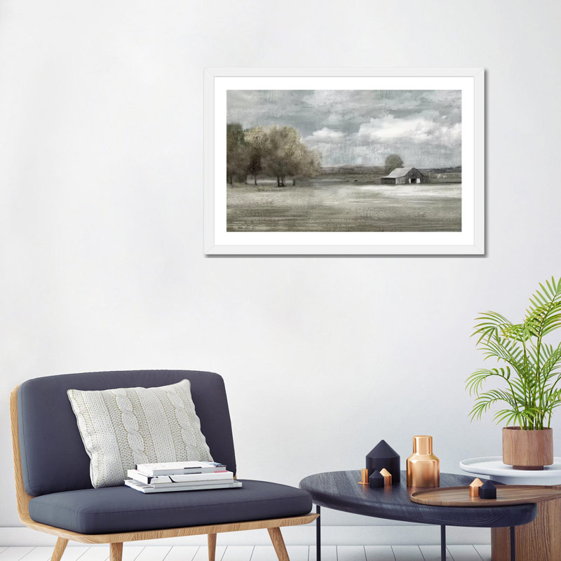 " Country Quiet " by Nan, White Framed, 24" H x 32" W x 1" D