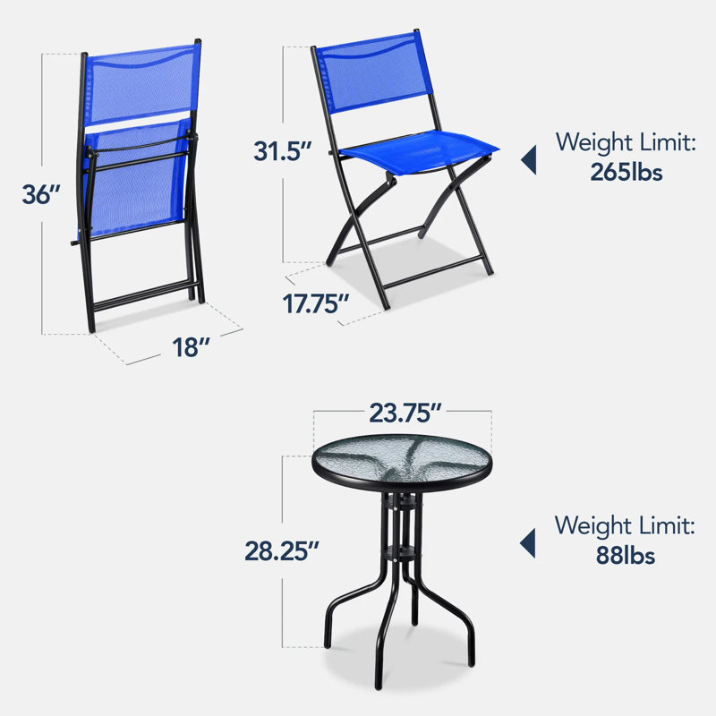 3-Piece Bistro Set, Resort Blue