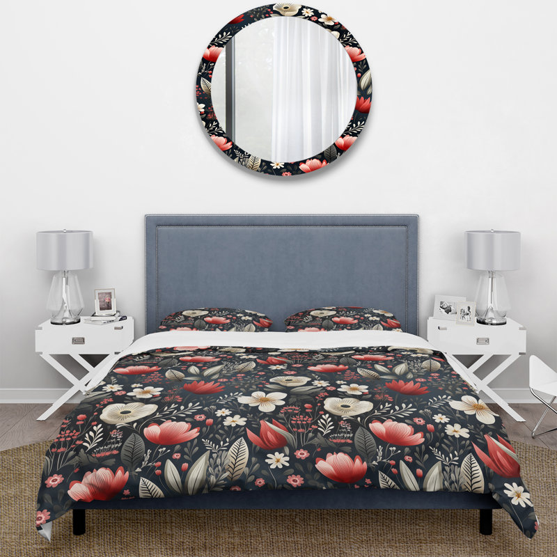 Rustic Red And White Garden Charm - Ensemble de housse de couette à motif floral
