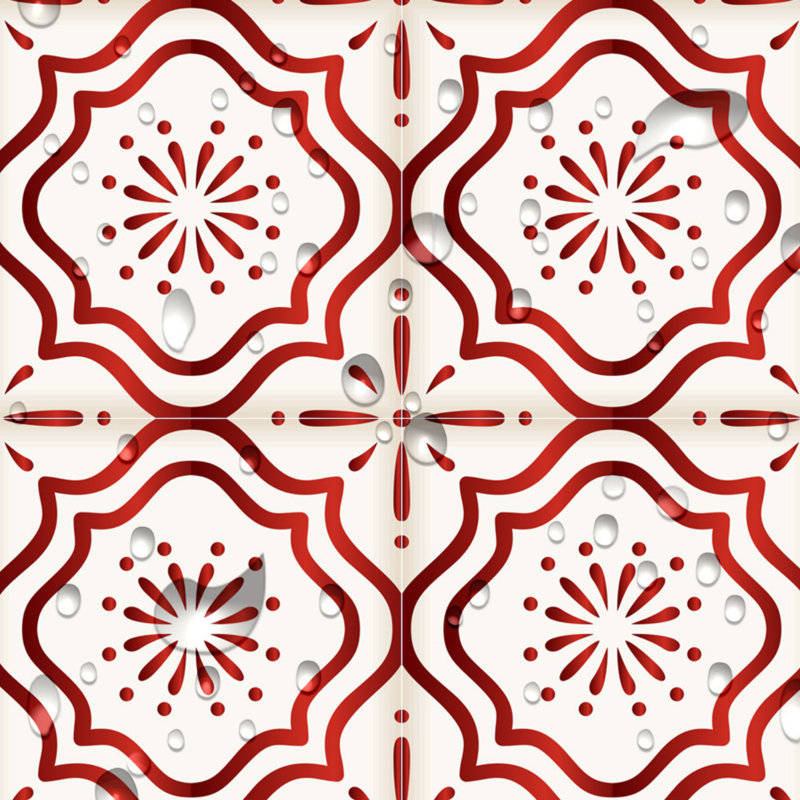 Carreau de mosaïque auto-adhésif en vinyle 5 po x 5 po, Rouge