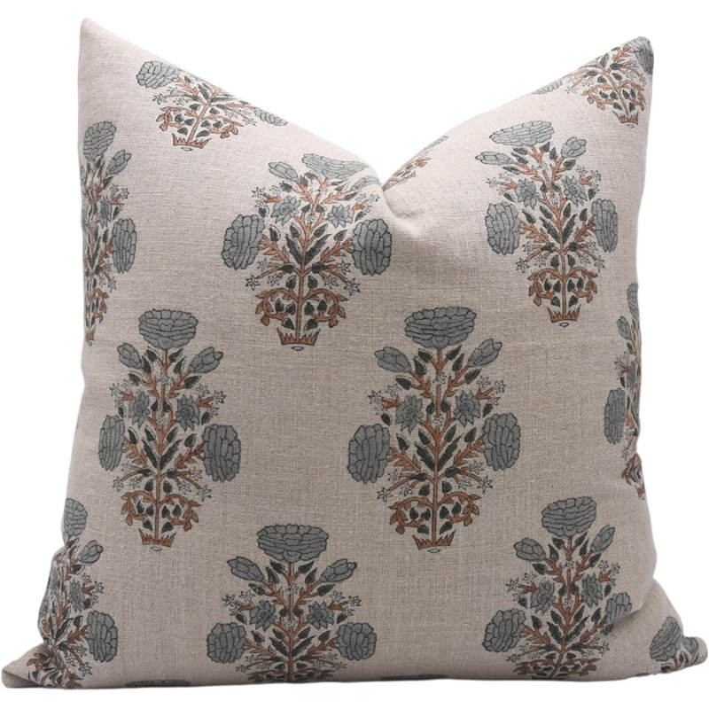 Housse de coussin d'intérieur / extérieur Floral Linen, Carré, Swdesh floral, H 14 po x l 14 po