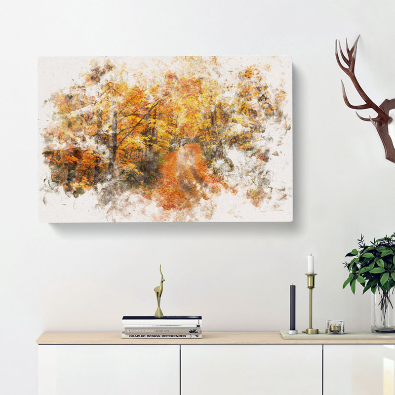 Heading Into The Forest Watercolour - Wrapped Canvas Print, 35cm H x 50cm W x 3cm D