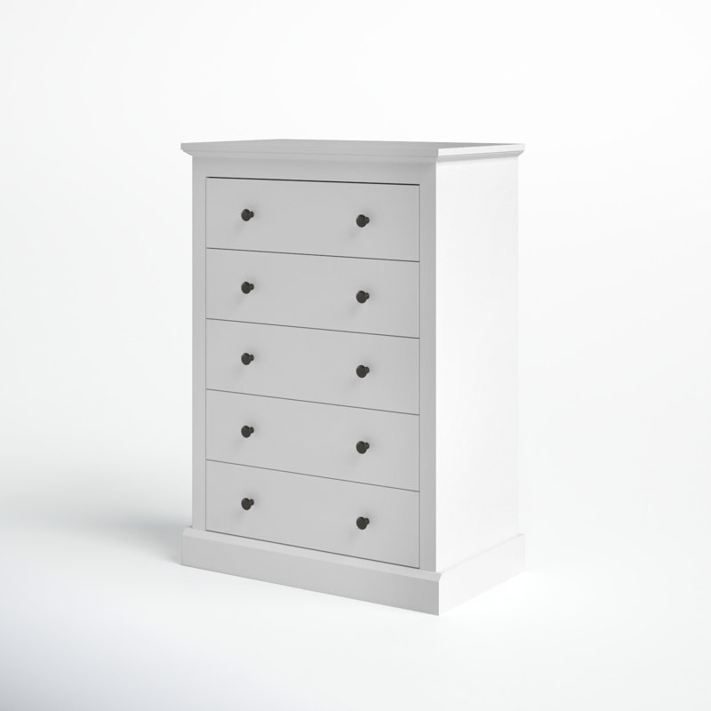 Commode 5 tiroirs Barbee, Blanc frais