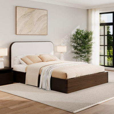 Baxtor Walnut King Boucle Headboard Bed