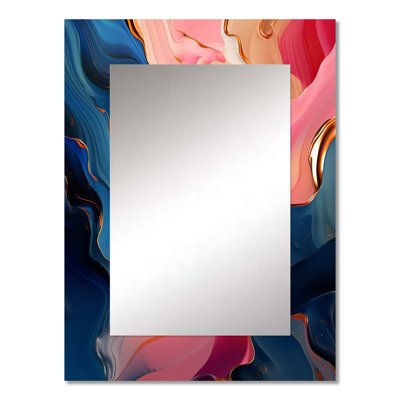 Pink And Gold Abstract Liquid Ink I - Liquid Ink Large Wall Mirror, Modern Decorative Mirror, Printed Metal Art