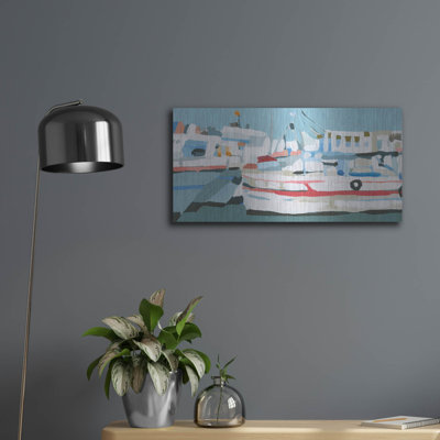  «Bright Bateaux 1» par Emma Caroline, art mural en métal, 24 po x 12 po