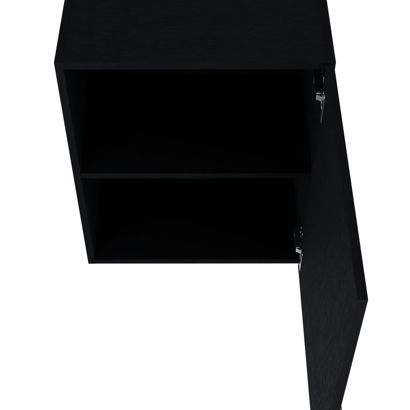 Armoire murale moderne noire avec 1 porte - Transformez les salles de bain compactes idéales pour les espaces, Noir