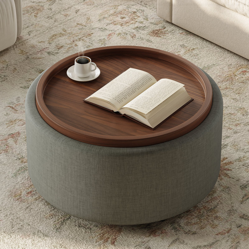 Table basse ronde avec rangement Verve, Gris