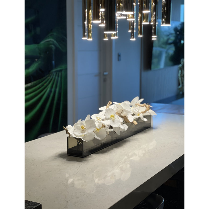 Orchids Arrangement in Planter, 36″L x 4″W x 4″H