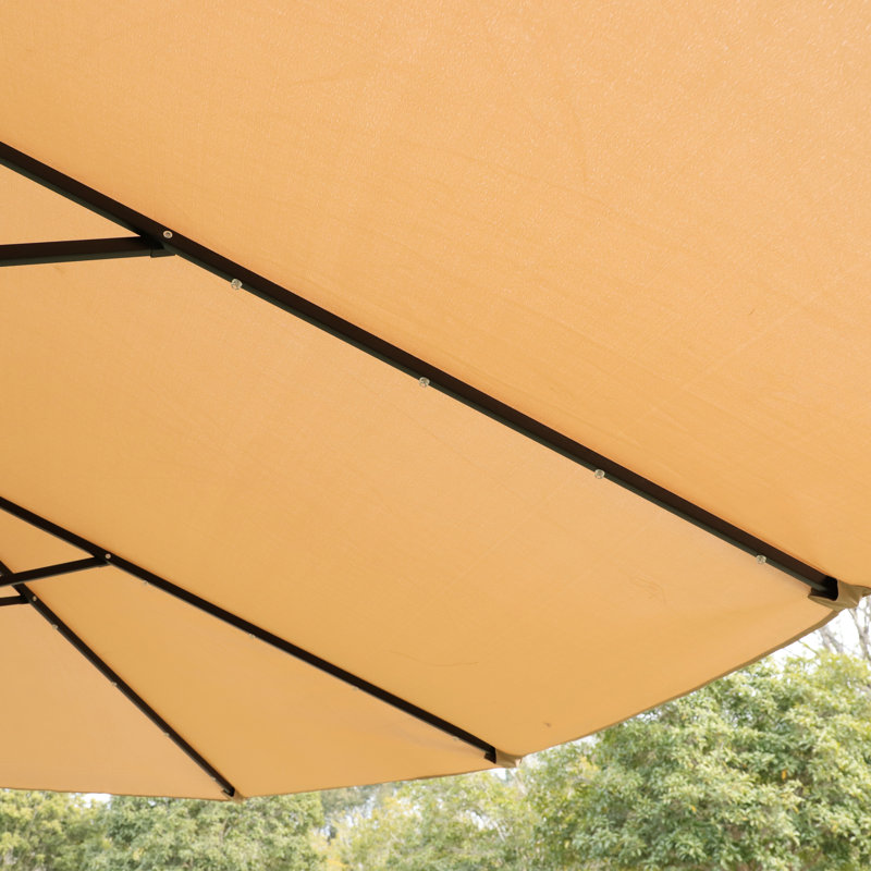 Parasol de patio Canopy - Taupe double 15 po x 9 pi avec ouverture facile