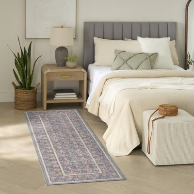 Tapis d'intérieur anthracite multicolore Nourison Botanical Washables 2 pi x 6 pi