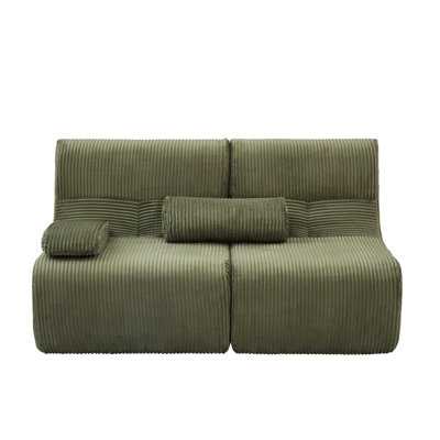 Modern Sectional Sofa 63.7" Boneless Sofa Couch Cozy Sofa Loveseat Sofa  for Living Room, Green