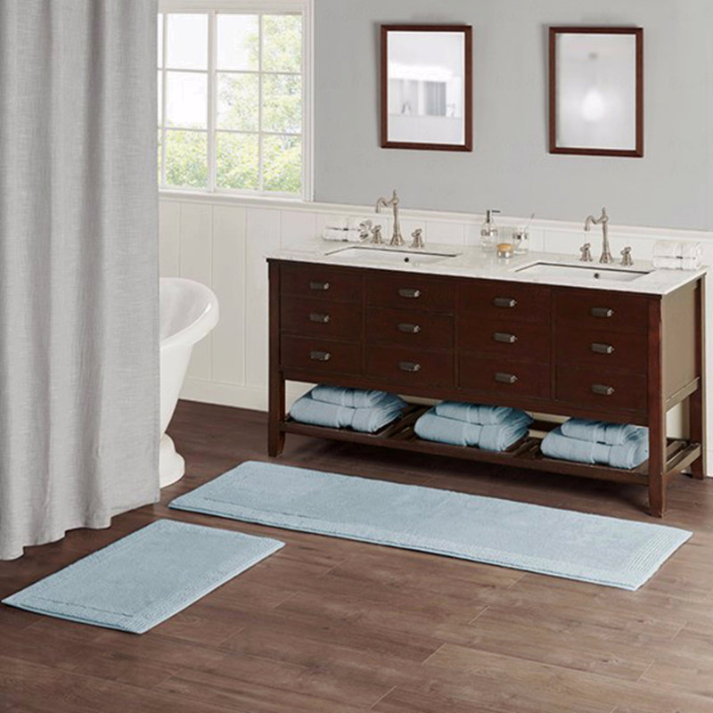 100% Cotton Tufted 3000 Gsm Reversible Bath Rug, Rectangle 1'9" x 2'10"