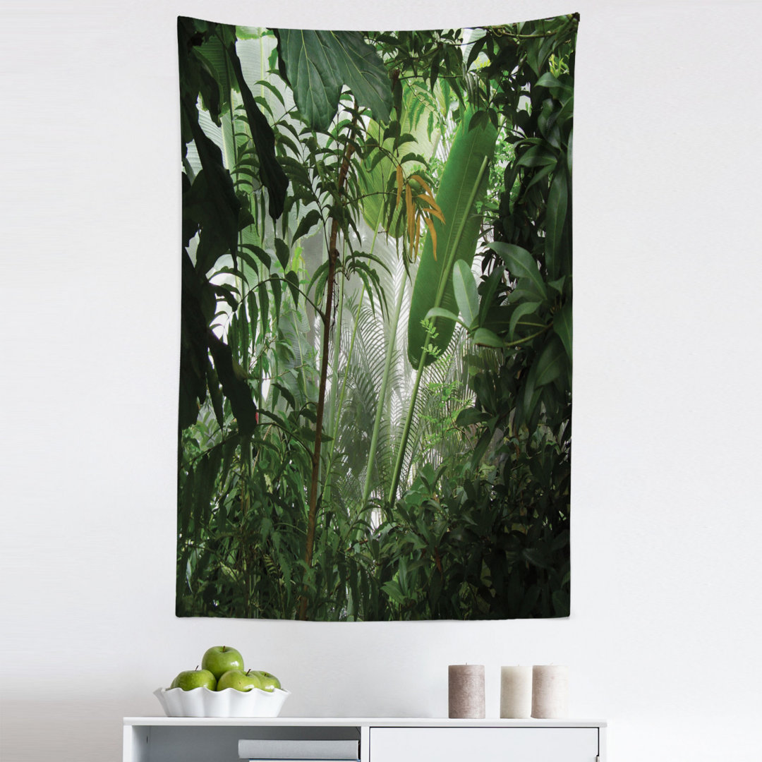 Tropical Rainforest Preservation Humidity Palm Tree Wild Environment Misty Nature Tapestry