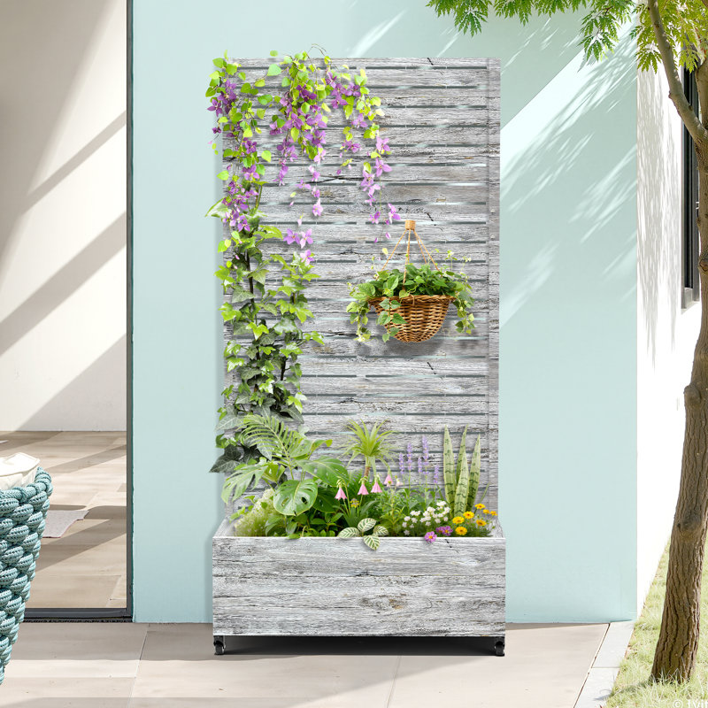 Raised Garden Bed with Trellis on Wheels – Versatile Metal Planter Box with Trellis, Multi-Style Planter Boxes with Trellis Privacy Screen for Patio and Garden