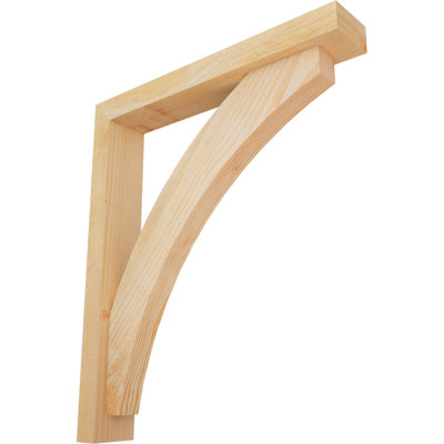 4"W x 24"D x 28"H Thorton Block Rough Sawn Bracket w/ Offset Brace, Douglas Fir
