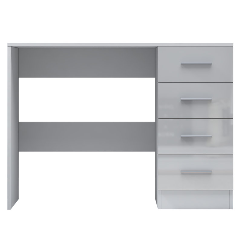 Eva High Gloss 4 Drrawer Dressing Table - H: 72cm x D: 39.5cm x W: 99cm, Matte White/Gloss White
