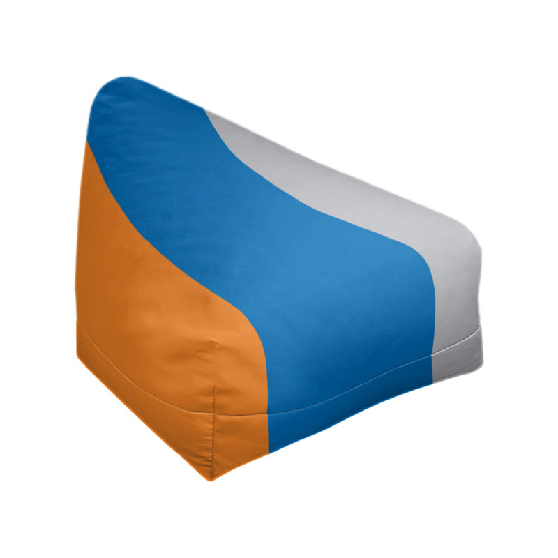 Bean Bag Chair & Lounger, 27" x 27" x 30", Orange/Blue/Silver