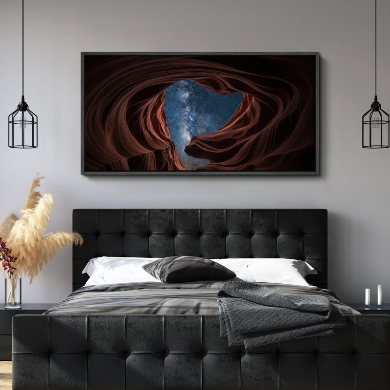 Art mural sur toile Antelope Canyon Night Sky View, Noir, H 30 po x l 60 po