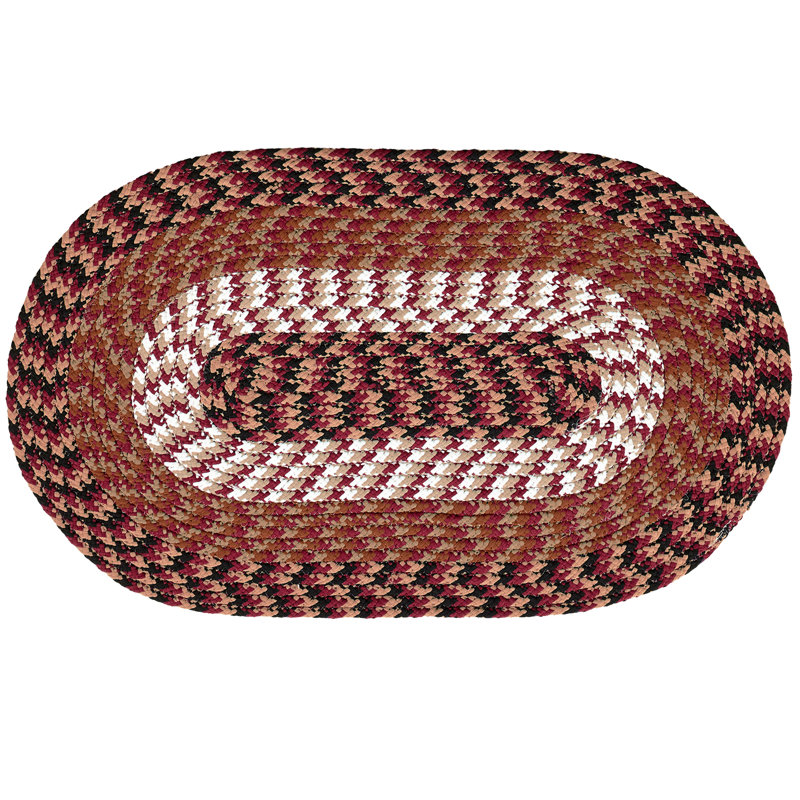 Vienne Solid Color Machine Made Braided Polypropylene Octagon Indoor Outdoor Area Rug, 20" x 30" Oval