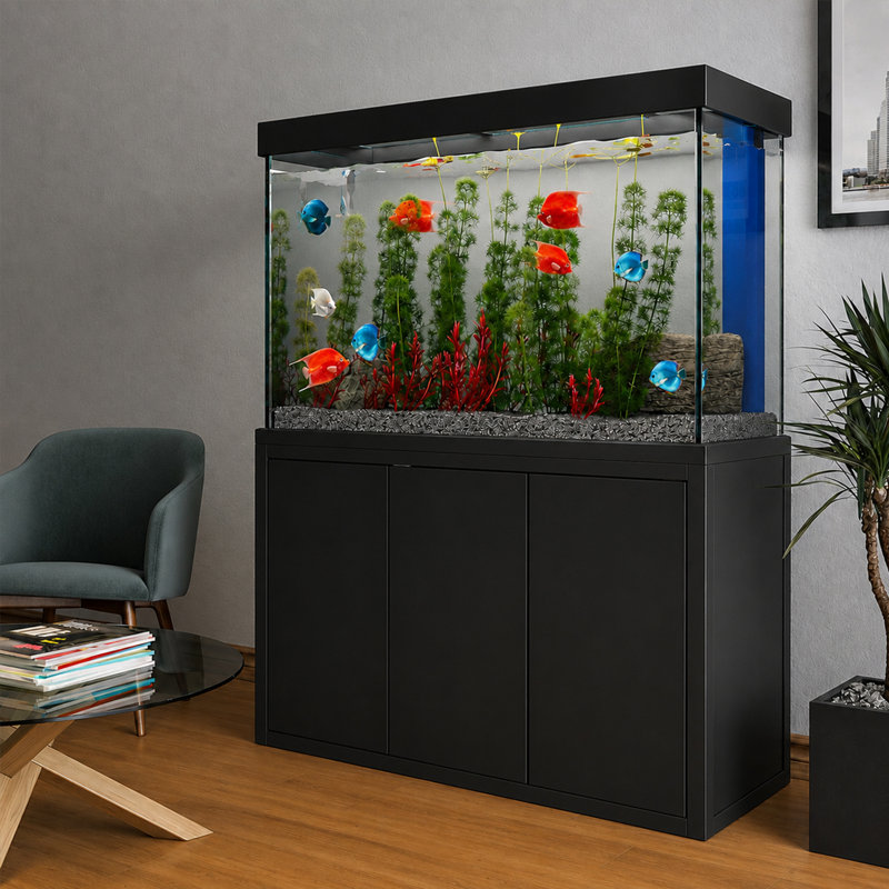 Réservoir d'aquarium 50 gallons, Noir, 175 gallons (H 51 po x l 14 po x P 24 po)