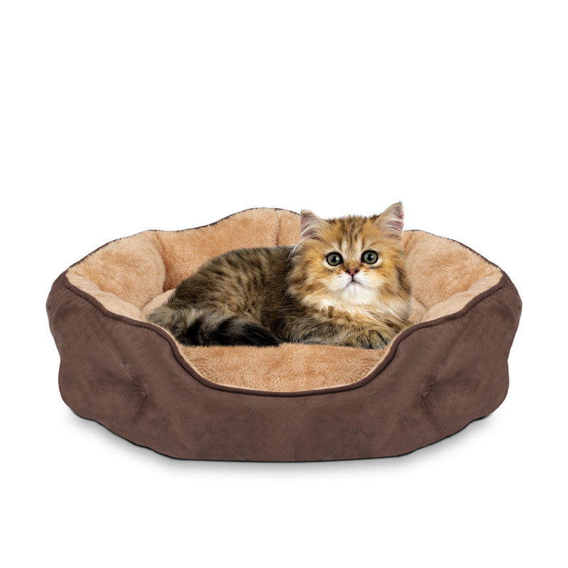 Lit rond pour chat, Petit (L 20 po x l 19 po), Brun