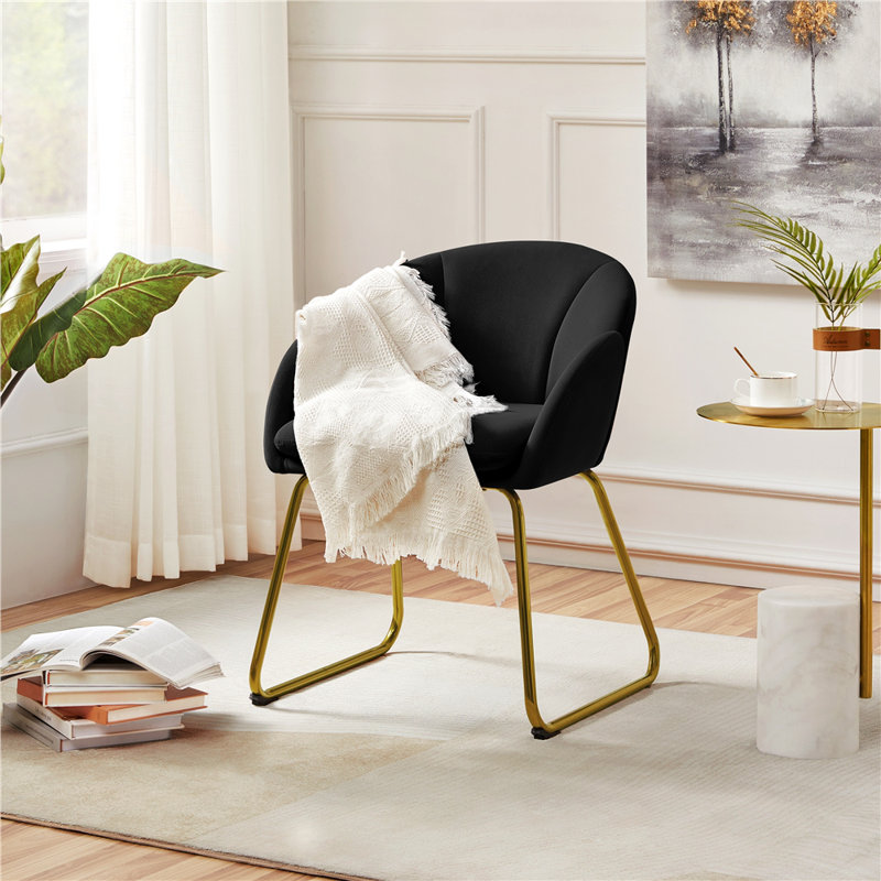 Fitchburg 20'' H Upholstered Metal Dining Chair, Black