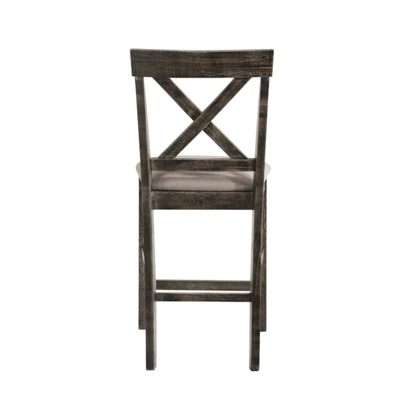 Weathered Gray Finish 7 PCs Counter Height Dining Room Set