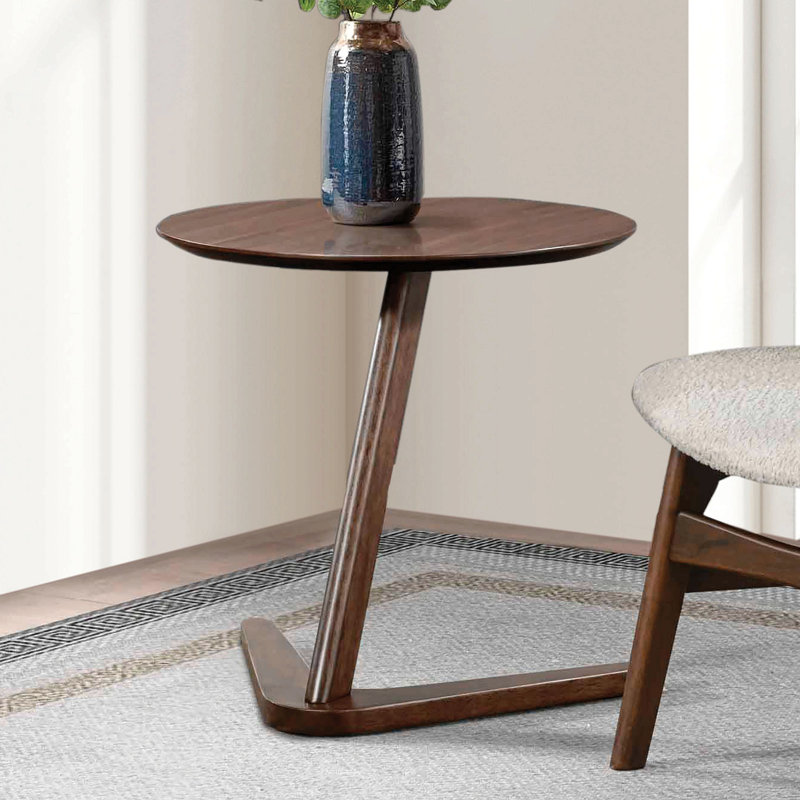 Table d'appoint moderne de style Mid-Century moderne en noyer massif